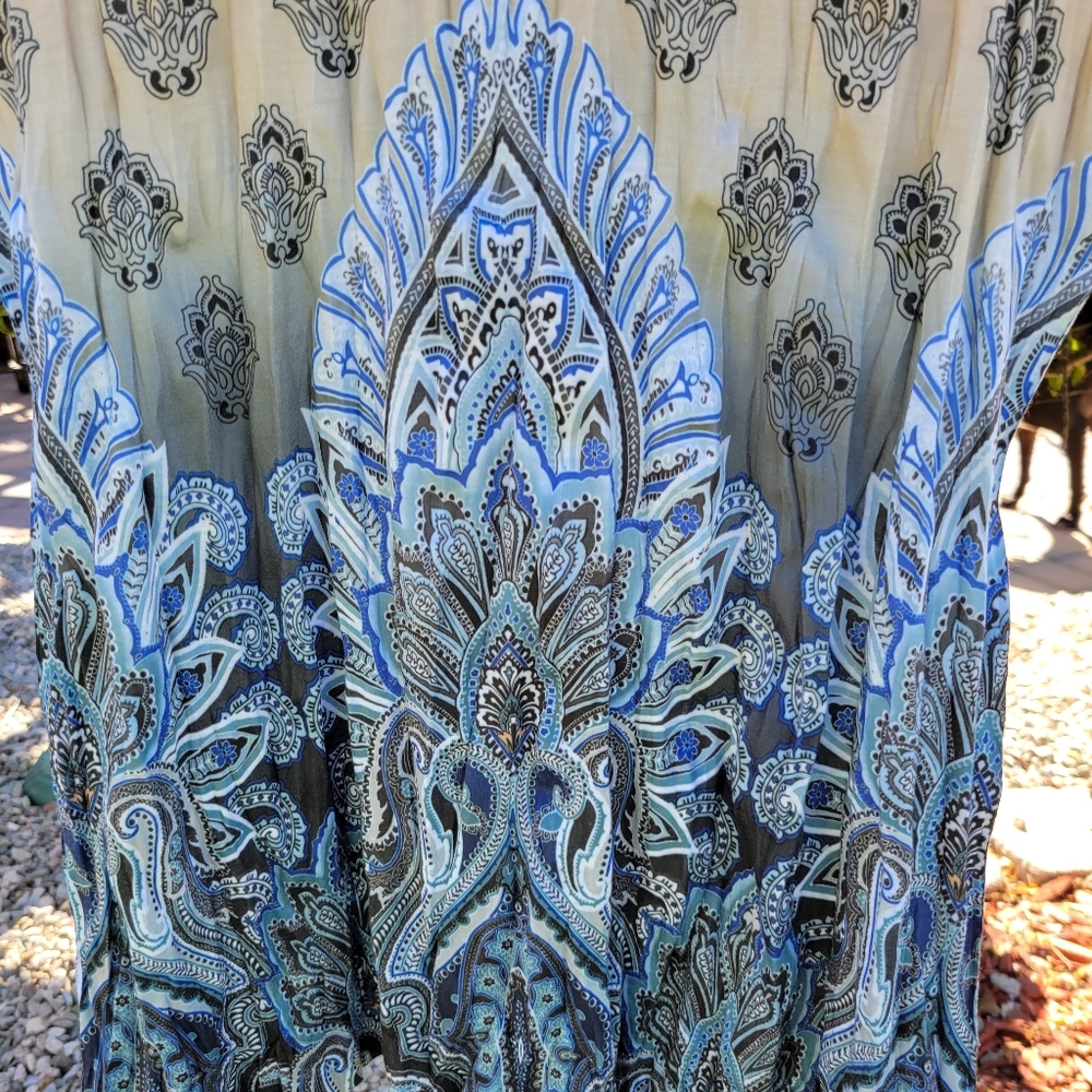 Boho Floral Print Seven7 Ladies Blouse with Ombre Design Size Large - Picture 3 of 7